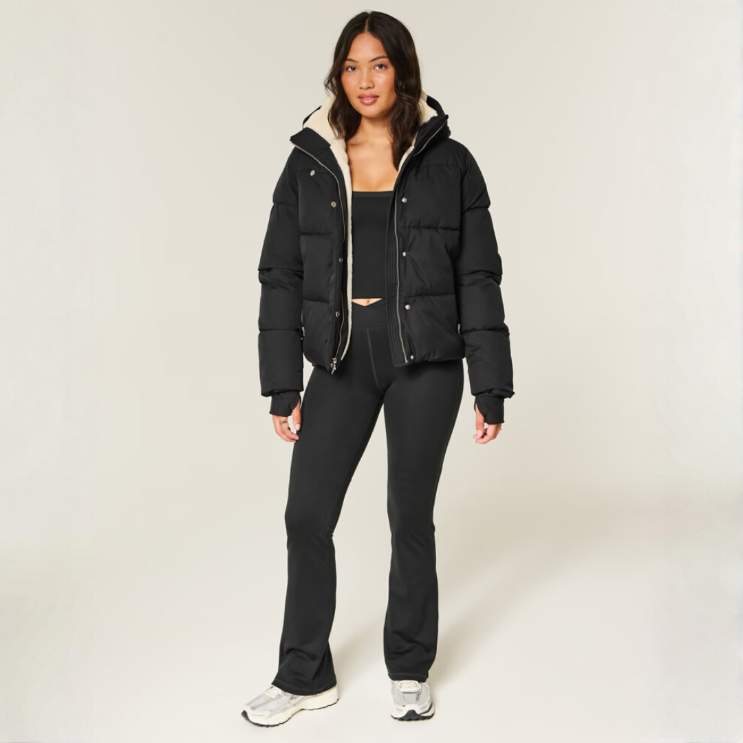 Black Faux Puffer Jacket