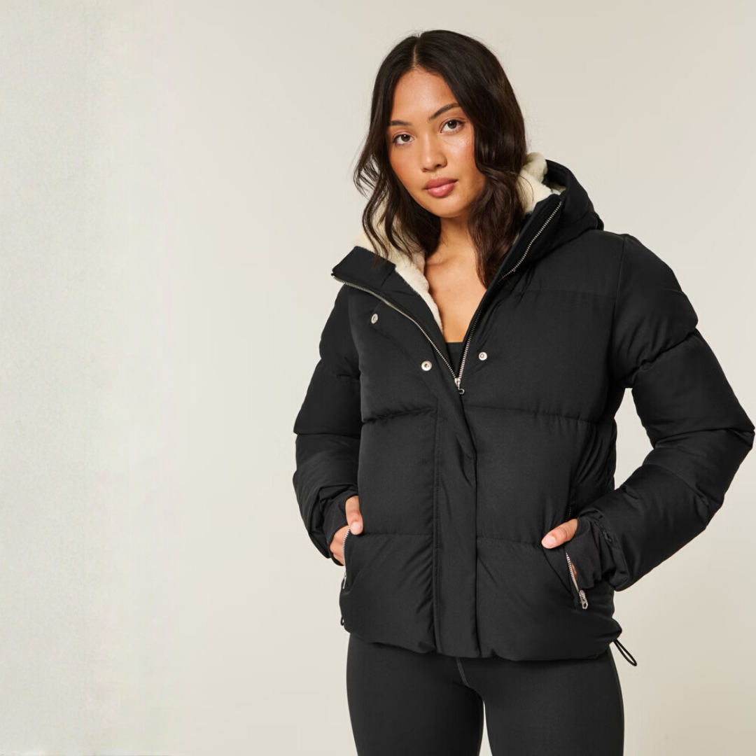 Black Faux Puffer Jacket