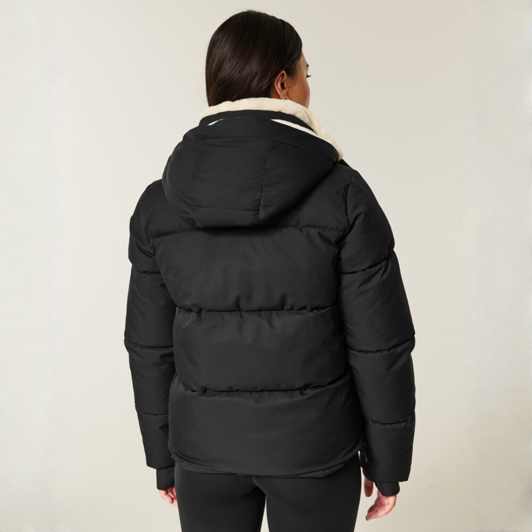 Black Faux Puffer Jacket